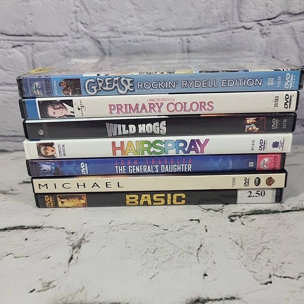 John Travolta Movies DVDs Lot Of 7 Basic Michael Hairspray Grease Wild Hogs